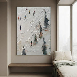 Dynamic Ski Slope Textured Oil Painting #NM657
