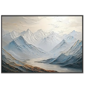 Serene Textured Mountain Landscape Oil Painting #NM522