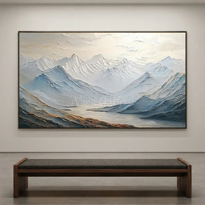 Serene Textured Mountain Landscape Oil Painting #NM522