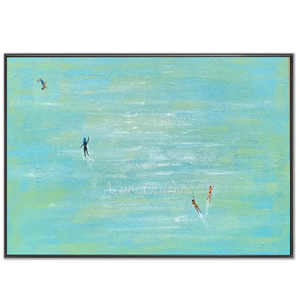 Aqua Serenity Surfers Textured Art #NM683