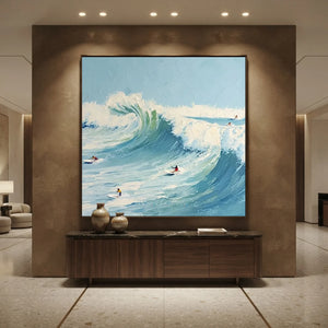 Dynamic Ocean Wave Surfing Textured Art #NM706