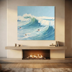 Dynamic Ocean Wave Surfing Textured Art #NM706