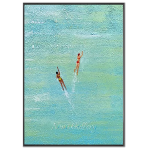 Textured Swimmers in Turquoise Waters Art #NM729