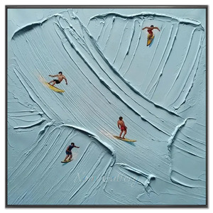Textured Blue Waves Surfing Art #NM707