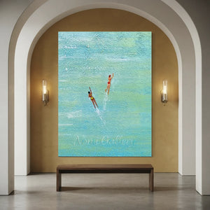 Textured Swimmers in Turquoise Waters Art #NM729
