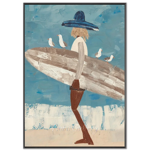 Coastal Surfer Girl Abstract Painting #NM731