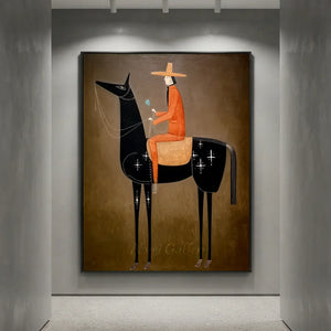 Surrealism Abstract Equestrian Oil Painting #SS329