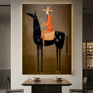 Surrealism Abstract Equestrian Oil Painting #SS329