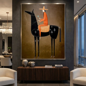 Surrealism Abstract Equestrian Oil Painting #SS329
