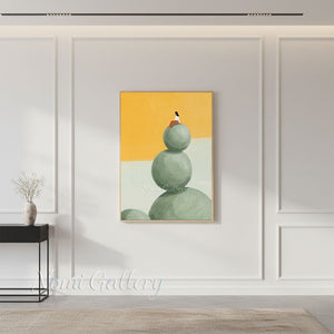 Minimalist Woman on Balance Stones Hand-Painted Abstract Oil Painting #SS212