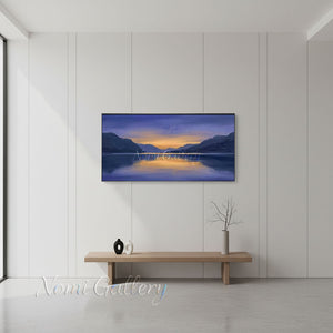 Sunset Mountain Lake Impressionist Oil Painting #SS230