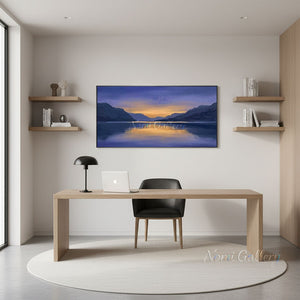 Sunset Mountain Lake Impressionist Oil Painting #SS230