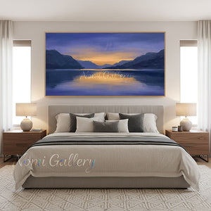Sunset Mountain Lake Impressionist Oil Painting #SS230