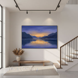 Sunset Mountain Lake Impressionist Oil Painting #SS230