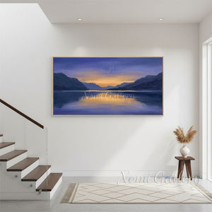 Sunset Mountain Lake Impressionist Oil Painting #SS230