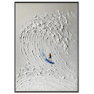 Dynamic Textured Wave Art with Surfer #NM745