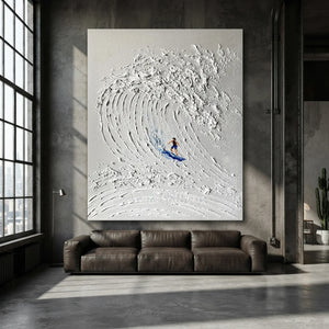 Dynamic Textured Wave Art with Surfer #NM745