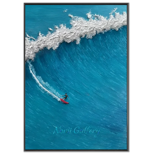 Dynamic Surfer on Crashing Wave Textured Oil Painting #NM736