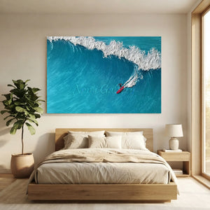 Azure Wave Rider Textured Ocean Art #NM691