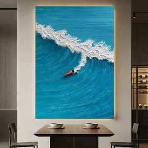 Dynamic Textured Ocean Wave Surfer Art #NM737