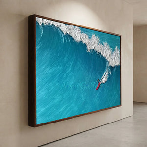 Azure Wave Rider Textured Ocean Art #NM691