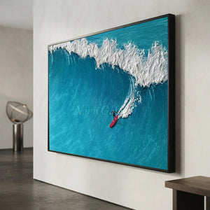 Azure Wave Rider Textured Ocean Art #NM691
