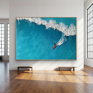 Azure Wave Rider Textured Ocean Art #NM691