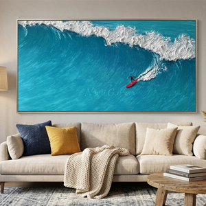 Azure Wave Rider Textured Ocean Art #NM691