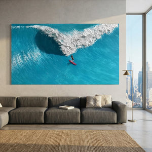 Azure Wave Rider Textured Art #NM692