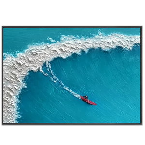 Textured Ocean Wave Surfer Art - Dynamic Coastal Decor #NM693