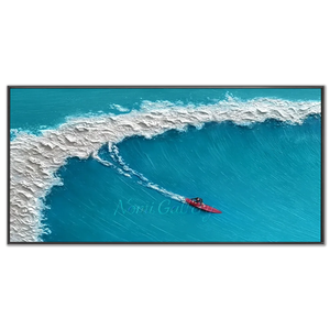 Textured Ocean Wave Surfer Art - Dynamic Coastal Decor #NM693