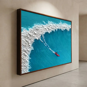 Textured Ocean Wave Surfer Art - Dynamic Coastal Decor #NM693