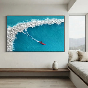 Textured Ocean Wave Surfer Art - Dynamic Coastal Decor #NM693