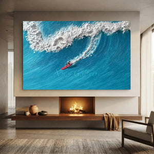 Dynamic Textured Ocean Wave Surfer Painting #NM694