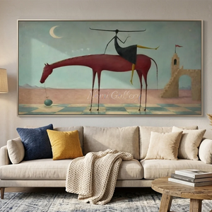 Handmade Surrealist Dreamscape Horse Oil Painting #SS350