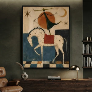 Hand-Painted Surrealism Acrobat & Horse Oil Painting #SS330