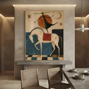 Hand-Painted Surrealism Acrobat & Horse Oil Painting #SS330