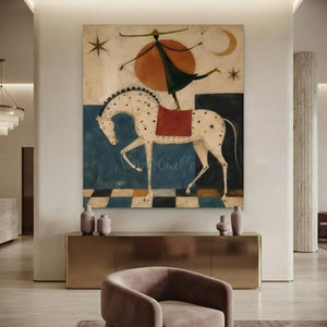 Hand-Painted Surrealism Acrobat & Horse Oil Painting #SS330