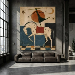 Hand-Painted Surrealism Acrobat & Horse Oil Painting #SS330