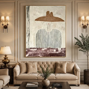 Handmade Minimalist Woman Oil Painting Modern Art #SS332