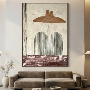 Handmade Minimalist Woman Oil Painting Modern Art #SS332