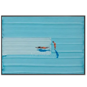 Azure Depths: Serene Swimmers Abstract Art #NM696