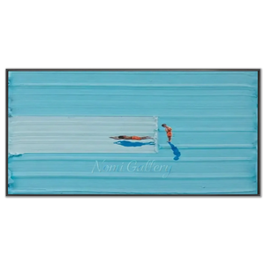 Azure Depths: Serene Swimmers Abstract Art #NM696