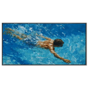 Textured Swimmer in Blue Waters Painting #NM699