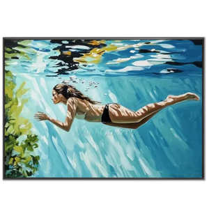Serene Underwater Swimmer Oil Painting #NM701