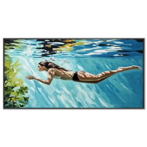 Serene Underwater Swimmer Oil Painting #NM701