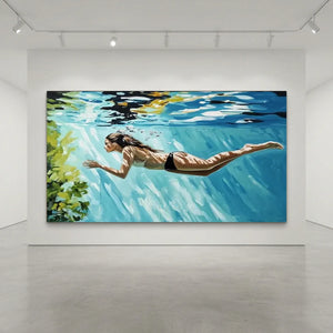 Serene Underwater Swimmer Oil Painting #NM701