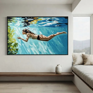 Serene Underwater Swimmer Oil Painting #NM701