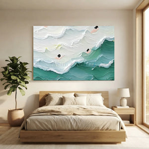 Textured Ocean Swimmers Abstract Art #NM702
