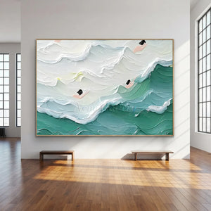 Textured Ocean Swimmers Abstract Art #NM702